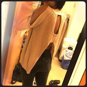 open back open shoulders soft crewneck